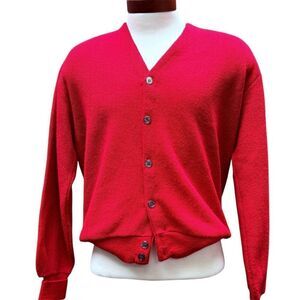 Vintage 70s The Fox Collection XL Lipstick Red Cardigan Sweater Mr. Rogers